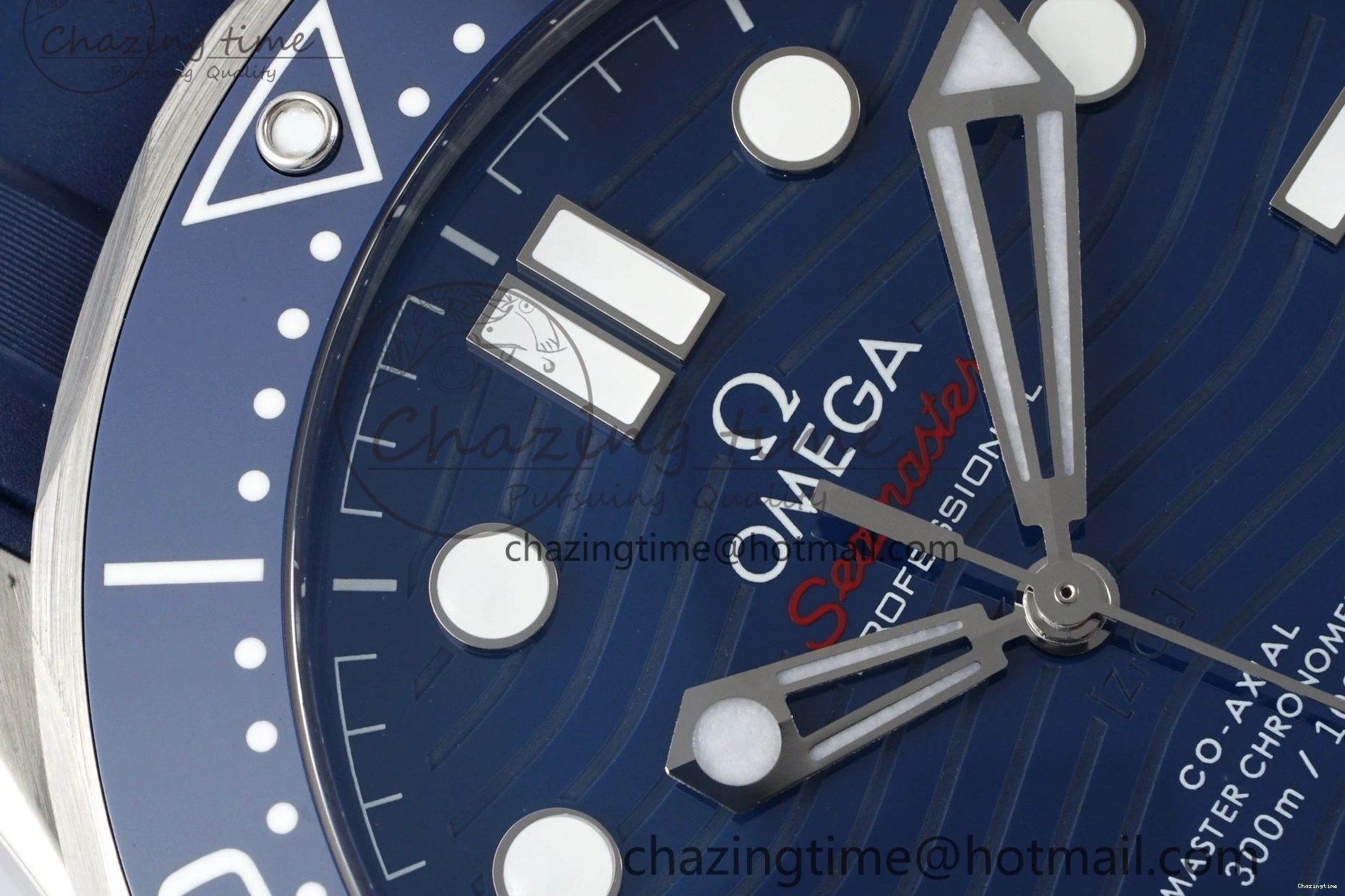 0417 Fashionable Seamaster Diver 300M ZF 1:1 Best Edition Blue Ceramic Blue Dial on Blue Rubber Strap A 7822